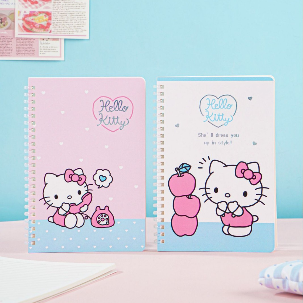 A5 pink and blue spiral notebook