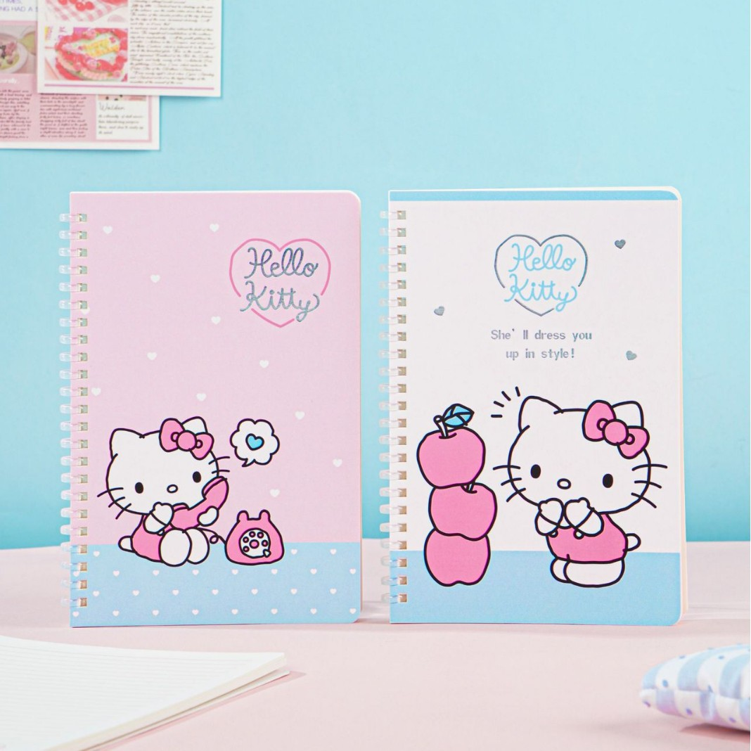 A5 pink and blue spiral notebook