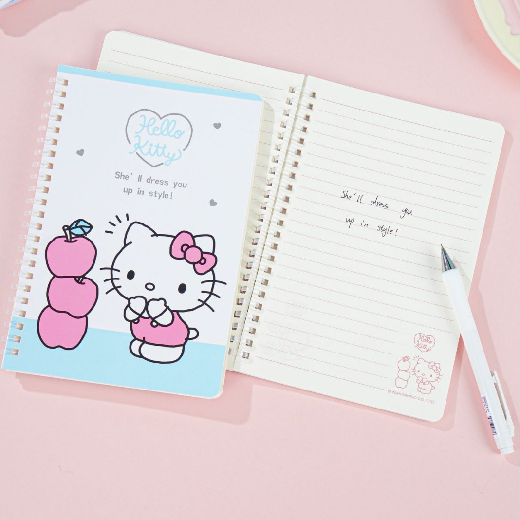 A5 pink and blue spiral notebook