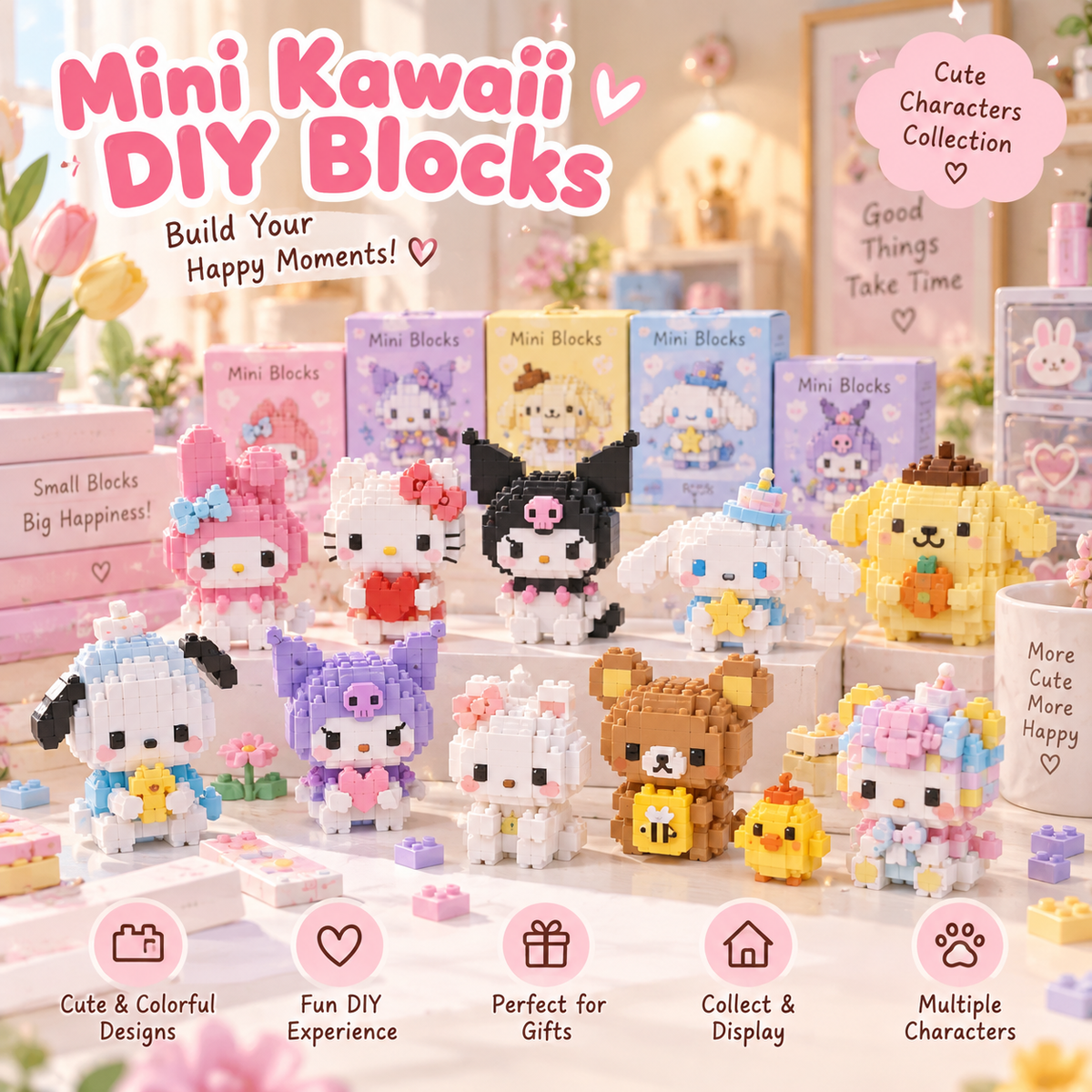 Cute Character Building Blocks – Mini Kawaii DIY Blocks